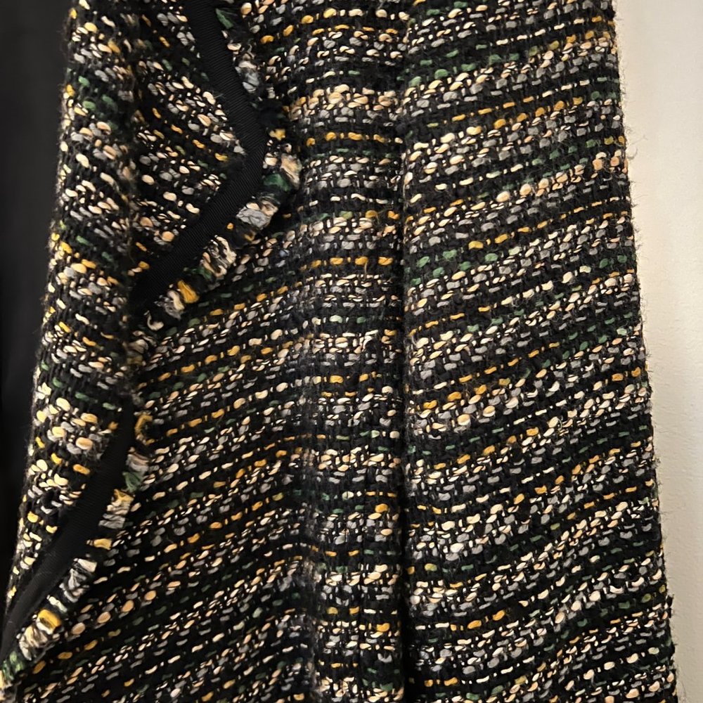 LOFT Tweed Multi Color Fringe Trim Lined Blazer Jacket - size 4 - Picture 3 of 3